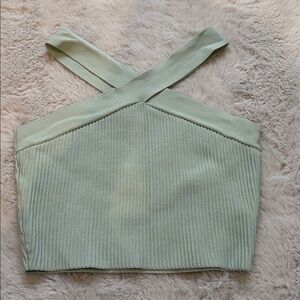 Dry Goods Sage Green Ribbed Cross-Back Top